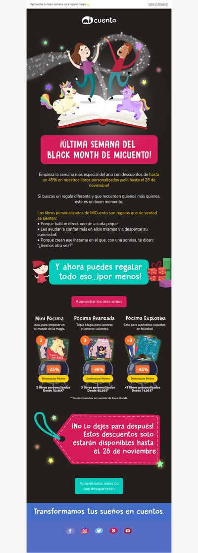 🤩Última semana del Black Month de MiCuento🎉 ¡Hasta un 45%! 🎉
