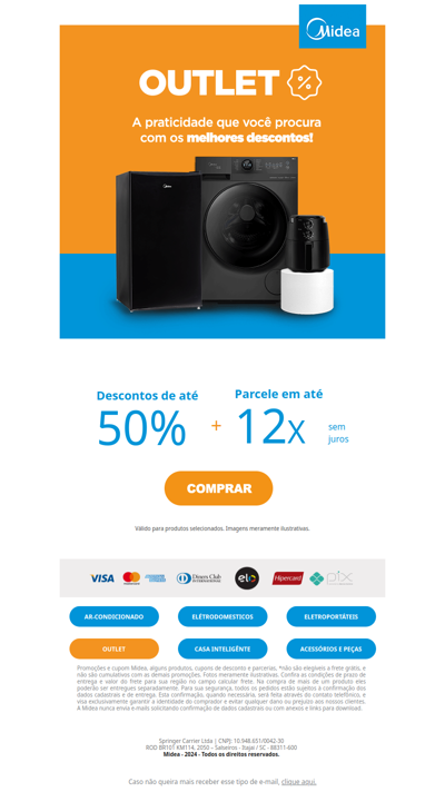 Até 50% OFF: Outlet Midea te espera! 🛒