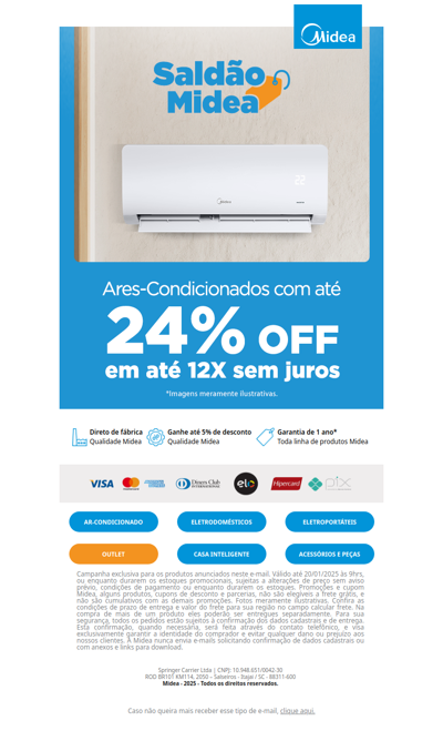 🔥 Combata o calor com até 24% de desconto!