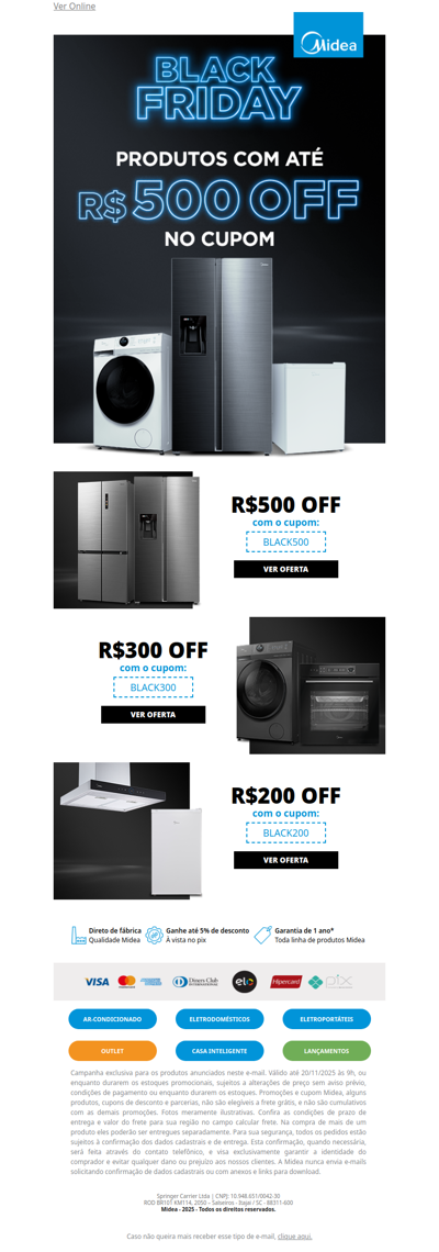 Cupom de até R$500 OFF na Black Friday! 🚨