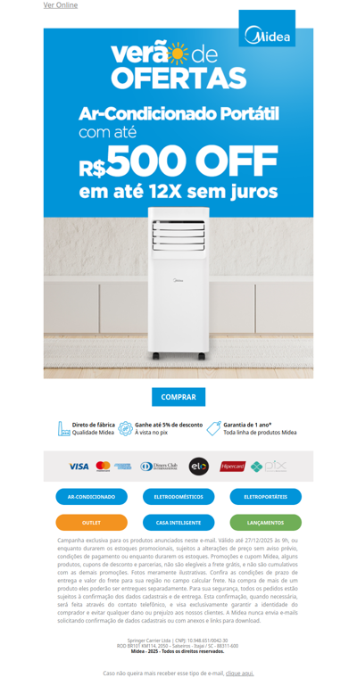 Até R$500 OFF para refrescar seu verão ☀️🍃