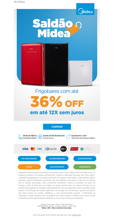 🧊 Seu novo frigobar está aqui com até 36% OFF