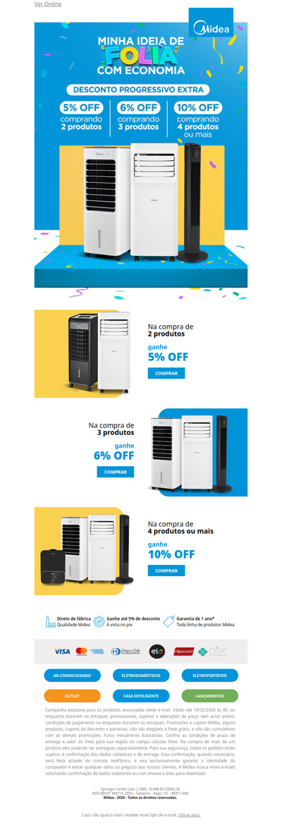 Calor só na folia ☀️ Até 10% OFF em Climatizadores