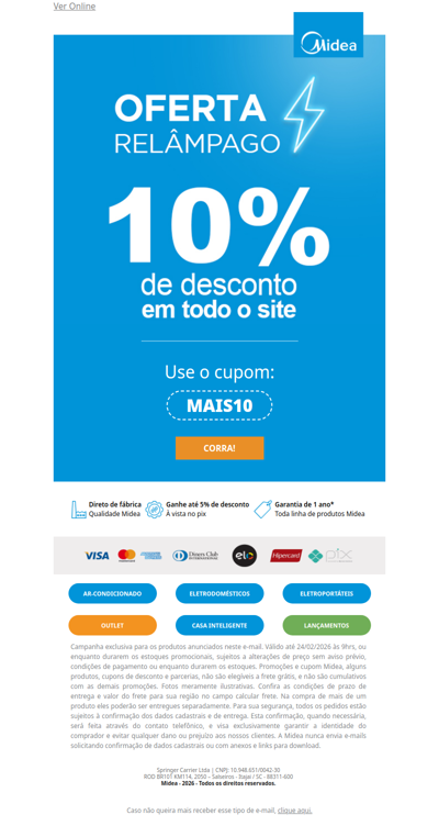 Só hoje: 10% OFF em todo o site⚡