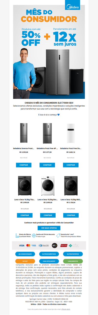 Começou: até 50% OFF no Mês do Consumidor 🎉