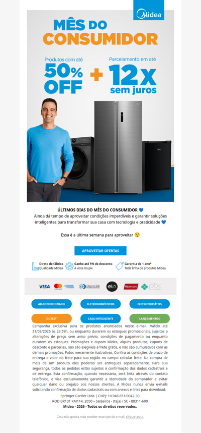 Últimos dias com até 50% OFF no Mês do Consumidor ⏳