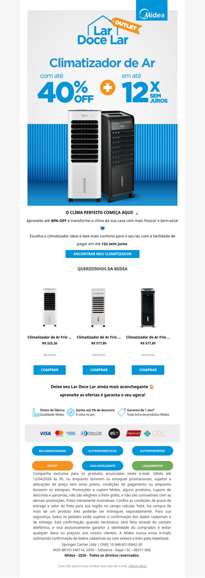 Até 40% OFF para um lar mais fresco e confortável 🏠