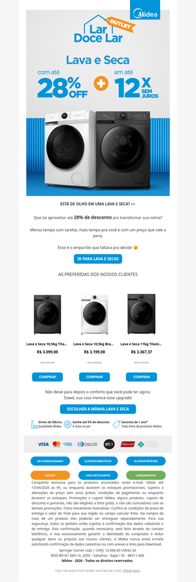 Até 28% OFF na Lava e Seca que você procura! 👀