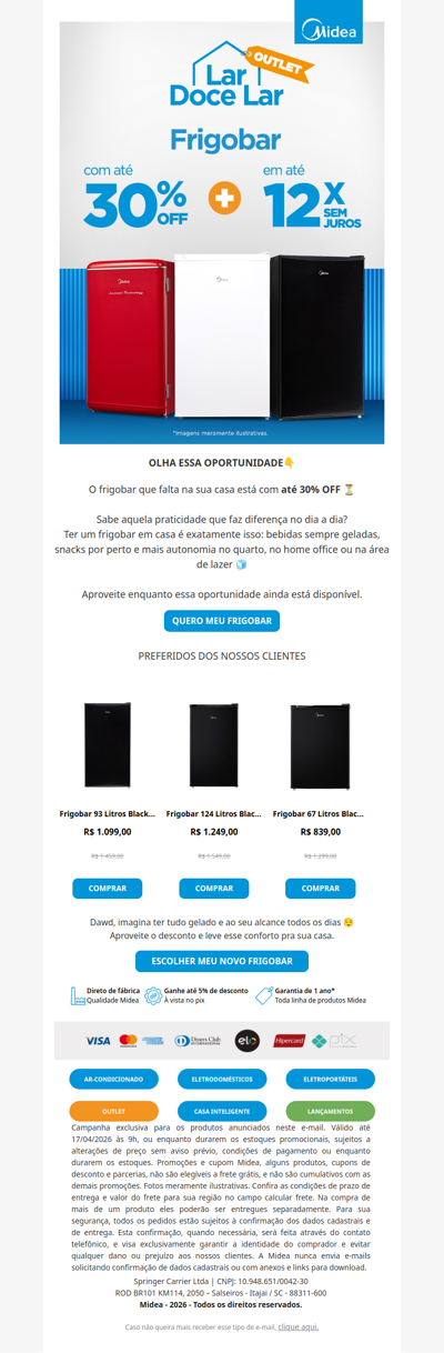 O Frigobar perfeito pra sua casa com até 30% OFF 🏠