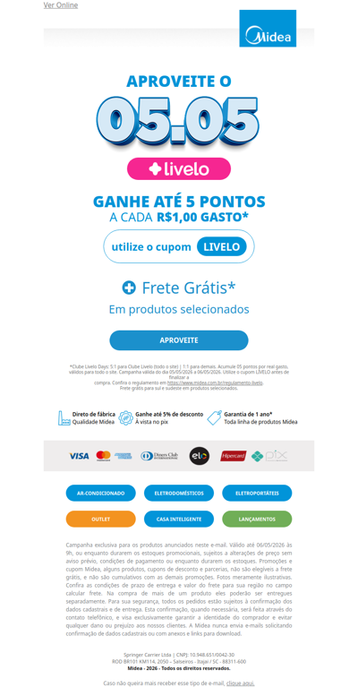Livelo no 05.05: até 5 pontos por R$1 gasto! 🥳