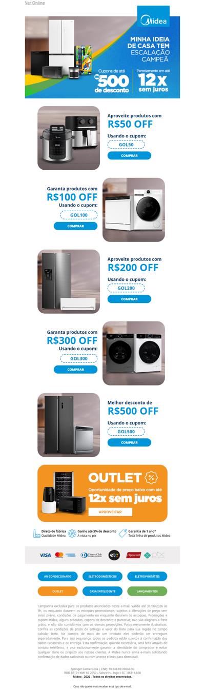 Cupons de até R$500 OFF te esperam 😍