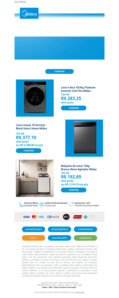 🫧 Festival de Lavadoras Midea: renove sua rotina