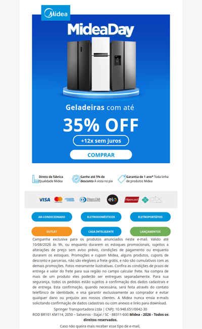 Midea Day: até 35% OFF para renovar sua Geladeira ✨