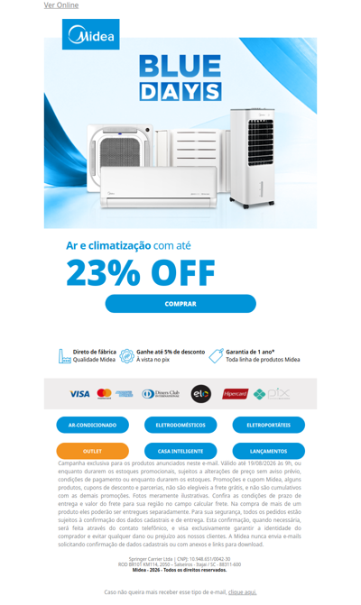 ☀️ Calor por aí? Aproveite até 23% OFF em ar condicionado
