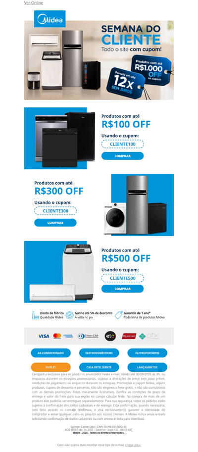 Semana do cliente: cupons de até R$ 1.000 OFF 💙