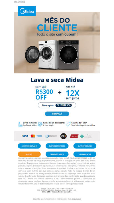 Até R$300 OFF na sua próxima lava e seca 💙