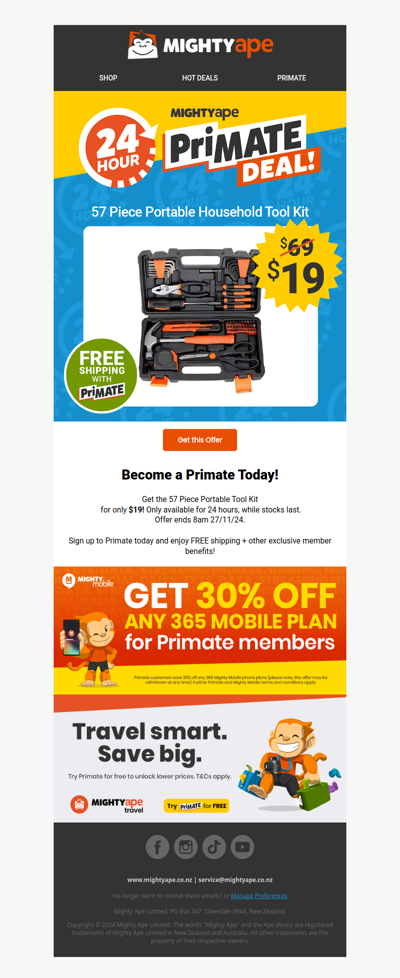 TODAY ONLY - $19 Portable Toolkit deals + Free Shipping with Primate