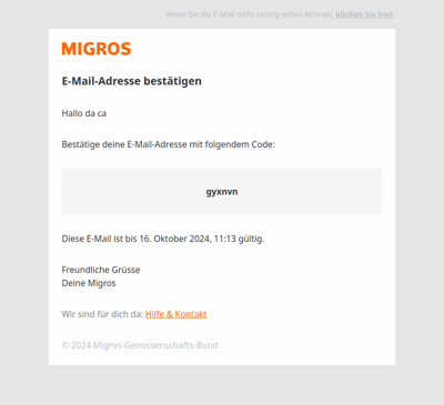 gyxnvn ist dein Bestätigungscode