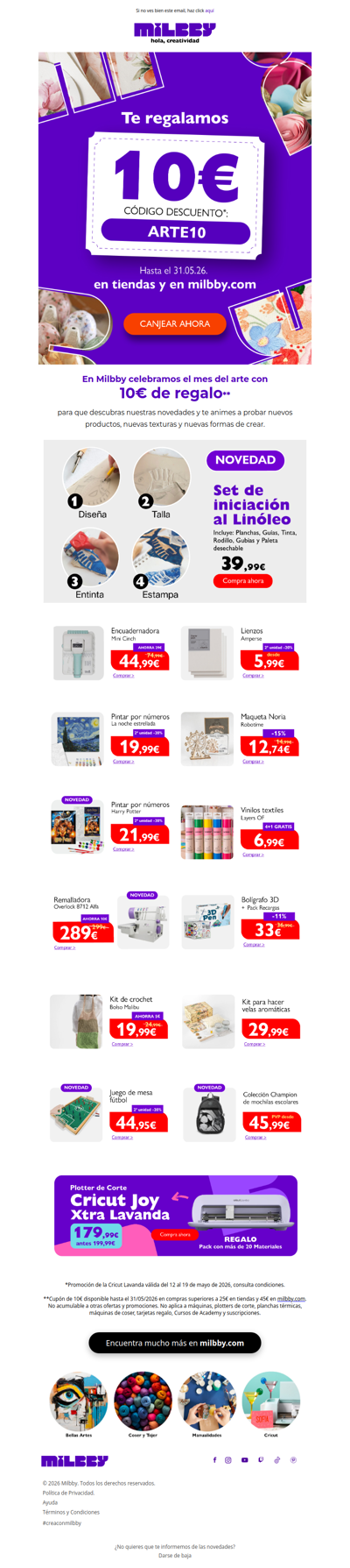 Celebra el MES DEL ARTE 🎨  en Milbby [10€ de REGALO]