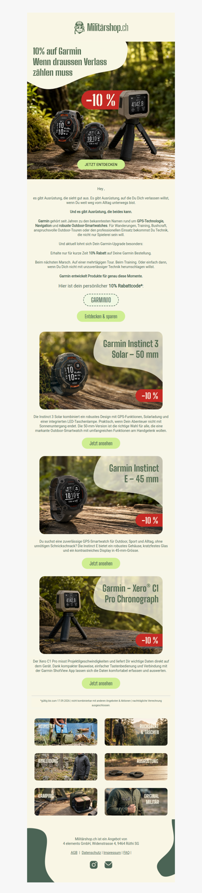 10% Rabatt für Dein nächstes Garmin-Upgrade ⌚