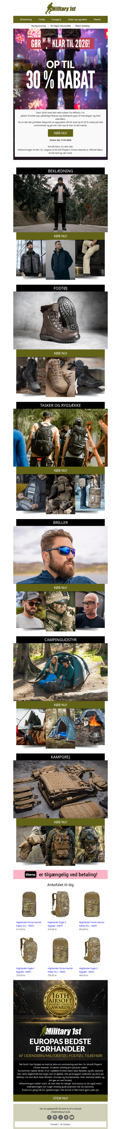 Gør dig klar til 2026 🎉 Op til 30 % rabat 💸 + Stem på Military 1st 🗳