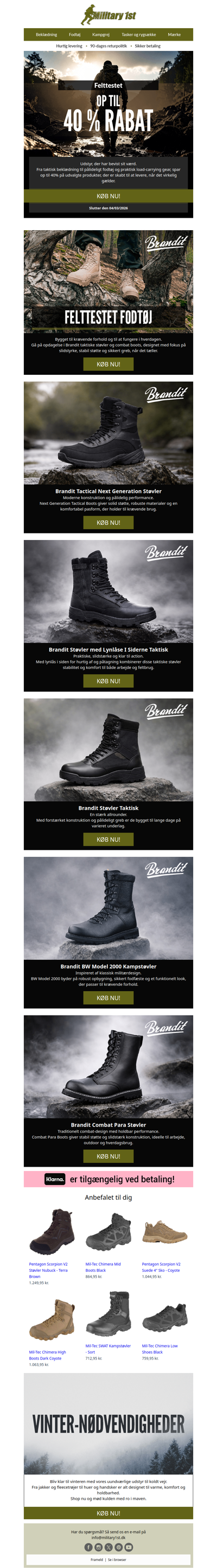 Op til 40 % rabat | Brandit – Felttestet fodtøj 🥾