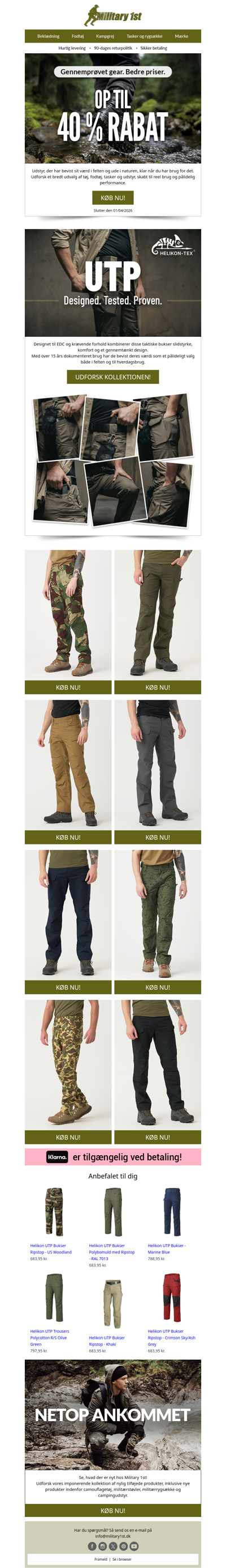 Gennemtestet gear. Bedre priser. Op til 40% rabat | 15 år med Helikon-Tex UTP 👖