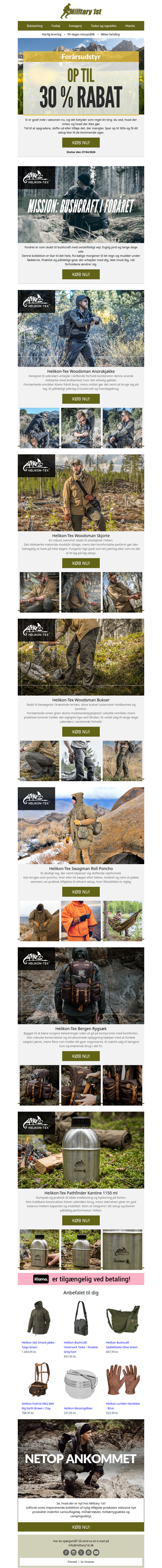 Op til 30% rabat | Helikon-Tex – Mission: bushcraft i foråret 🏕️🔥