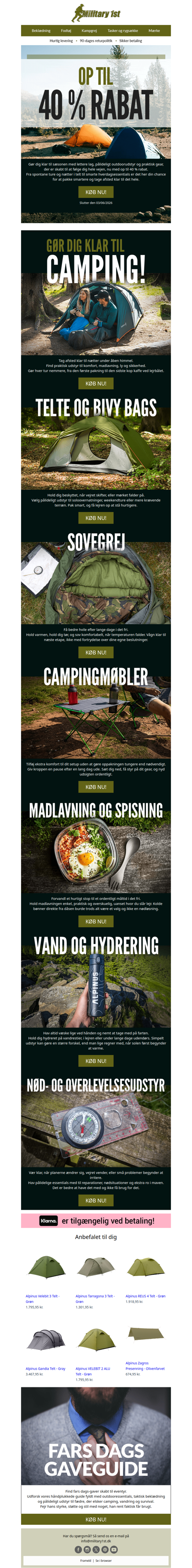 Vandring, camping og outdoorudstyr | Spar op til 40 %