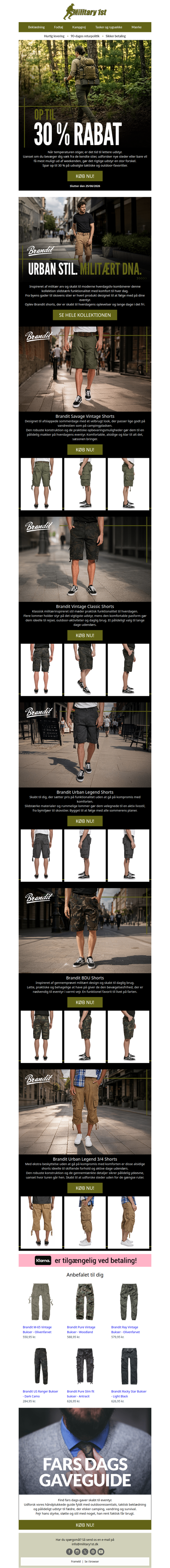 Klar til varmen? Brandit shorts | Op til 30 % rabat