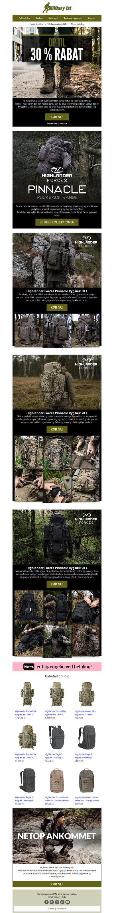 Highlander Forces Pinnacle Rygsække | Op til 30% rabat