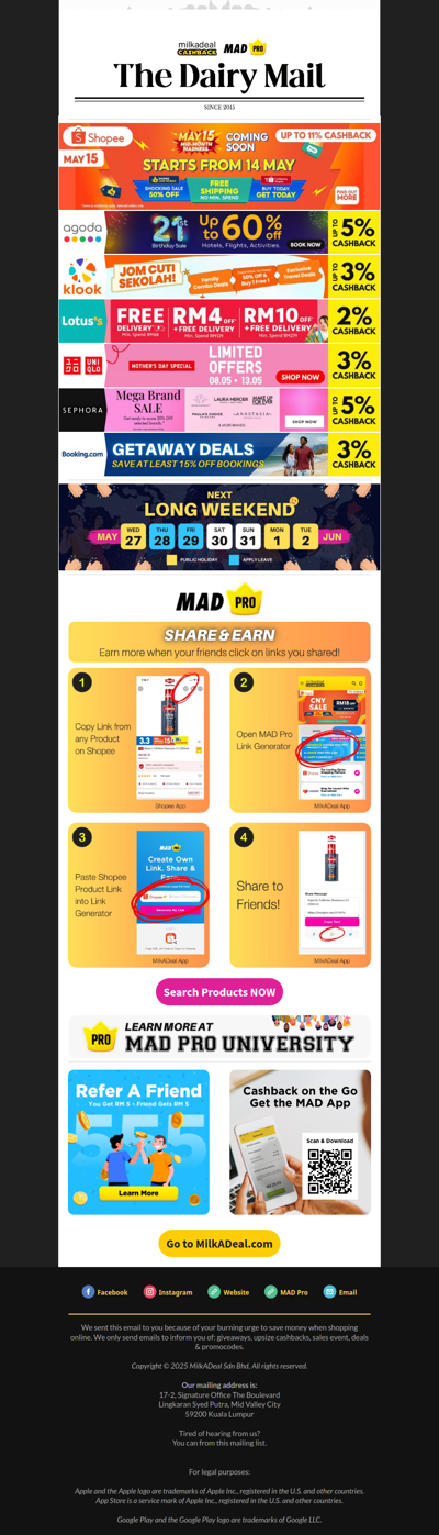 🤓 Shopee Mid-Month Sale | Klook Buy 1 Free 1 | Sephora Brand Sale