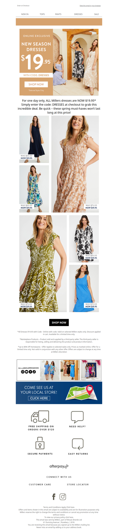 ds, Get Your Exclusive $19.95 Dresses Code Inside