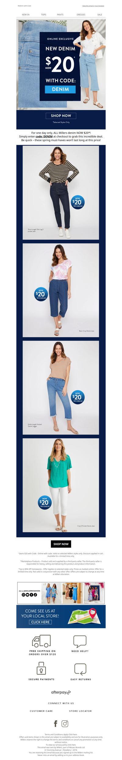 $20 Denim Destination | Online Only