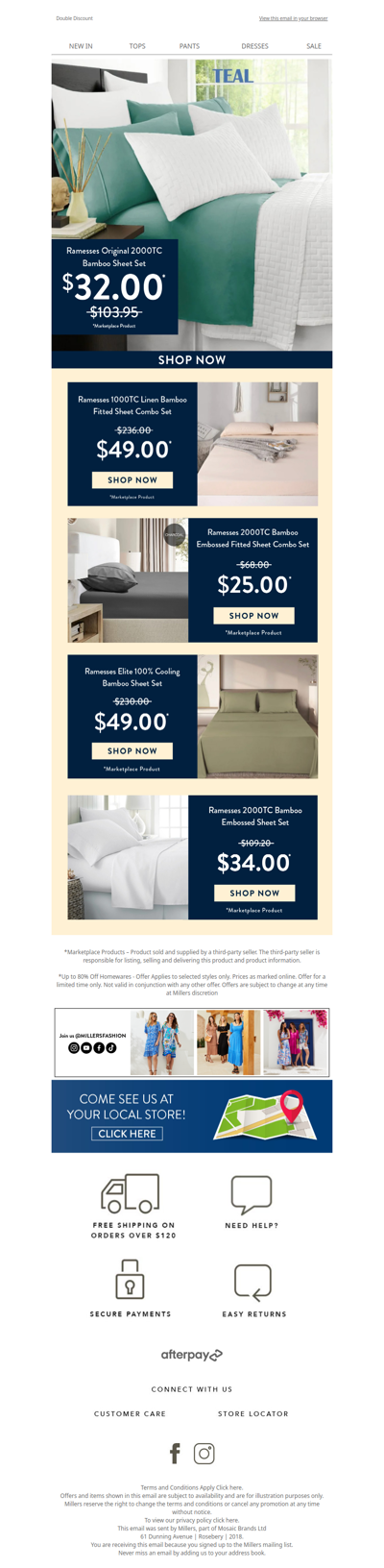 $32 Bamboo 2000TC Sheet Sets + FREE Shipping