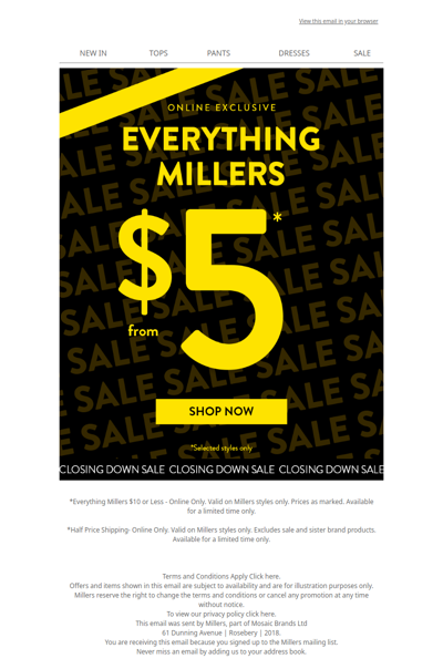 Never Seen Before! Everything Millers from $5