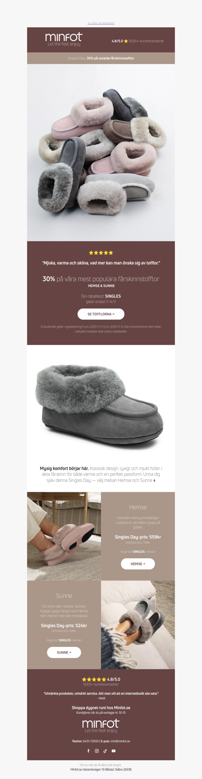 Idag: 30% på fårskinnstofflor 🖤