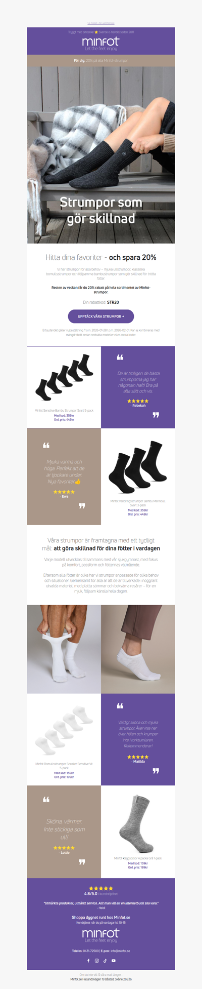 20% på alla Minfot-strumpor - bara denna veckan!