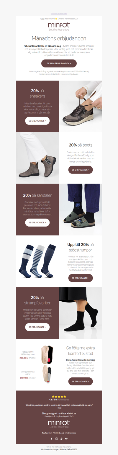 Månadens erbjudanden på sneakers, boots & strumpor