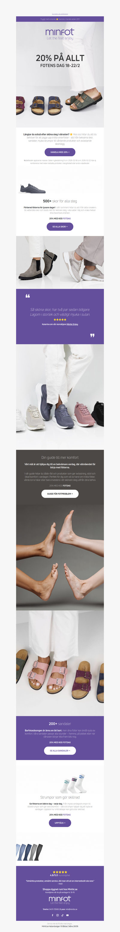 20% på alla skor, sandaler & strumpor