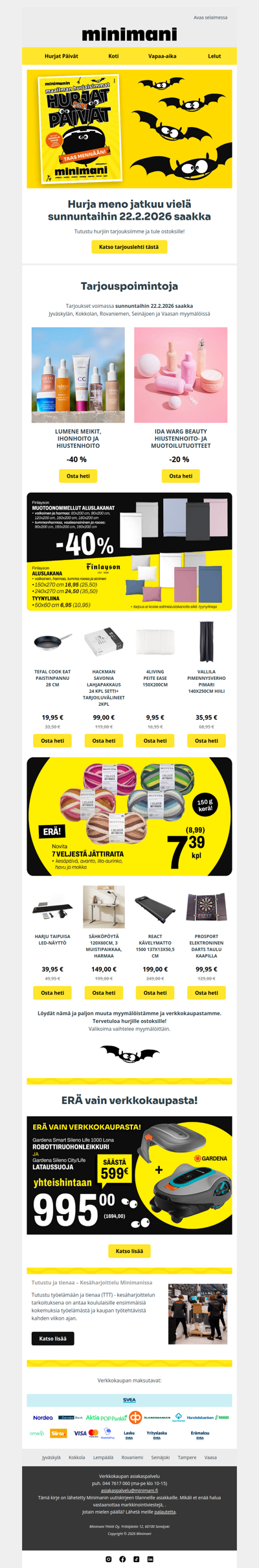 Vielä ehdit tarttua Hurjien Päivien tarjoustuotteisiin!