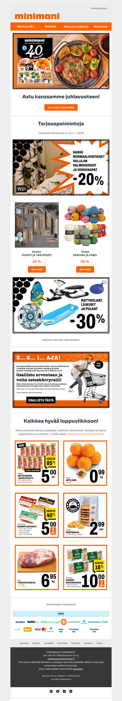 Kaikkea hyvää jo neljä vuosikymmentä 🧡 Voita ostoskärryralli! 🛒