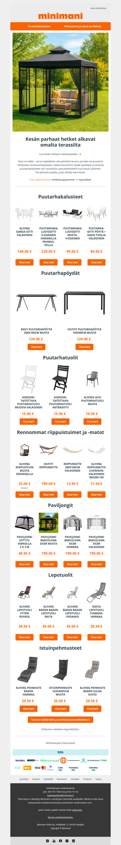 Piha- ja puutarhakalusteet uuteen uskoon!
