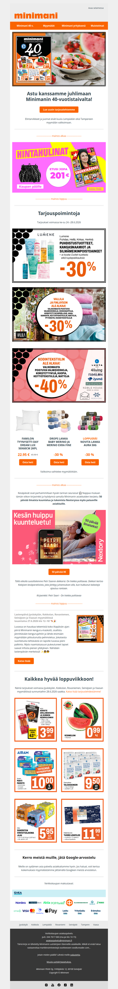 Kaikkea hyvää jo neljä vuosikymmentä! 🧡