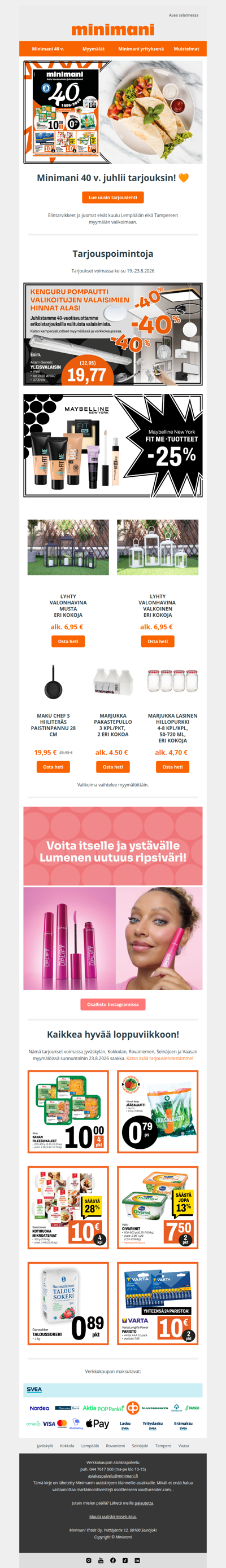 Minimani 40 v. juhlii tarjouksin! 🧡