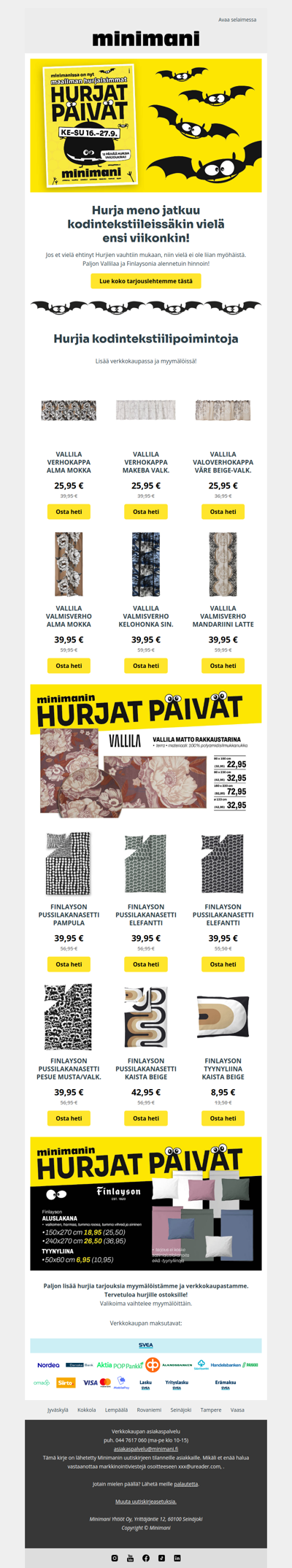 Hurjilta päiviltä kodintekstiilejä reiluin alennuksin! 🤪