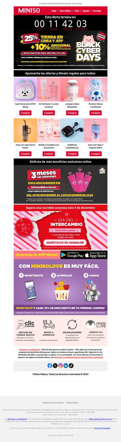 ¡25% + 10% OFF con MinisoLove en Tus Regalos de Navidad Solo Hoy! 🎄🎁