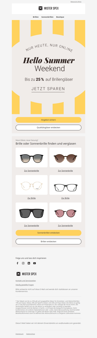 Nur heute, nur online: Bis zu 25 % auf Gläser