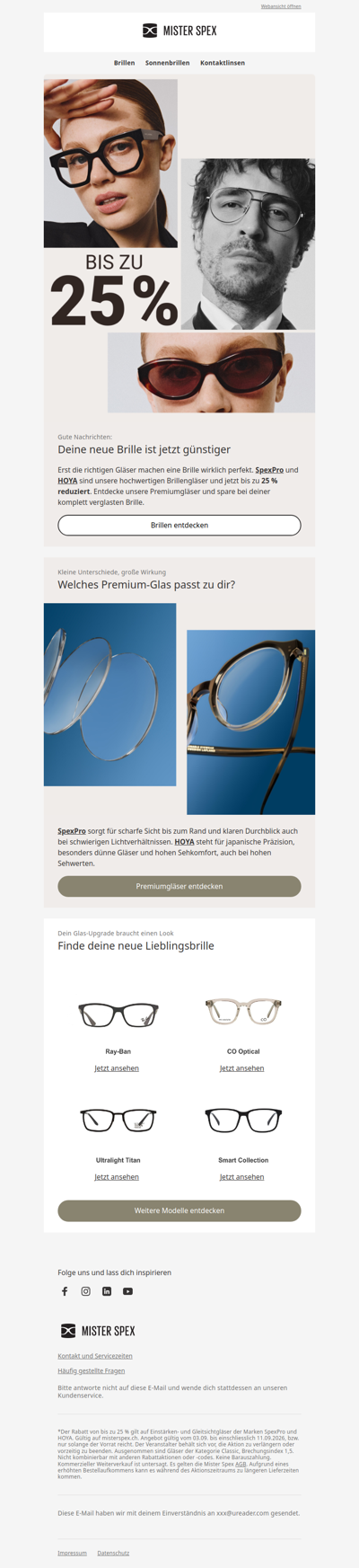 Bis zu 25 % für deine nächste Brille
