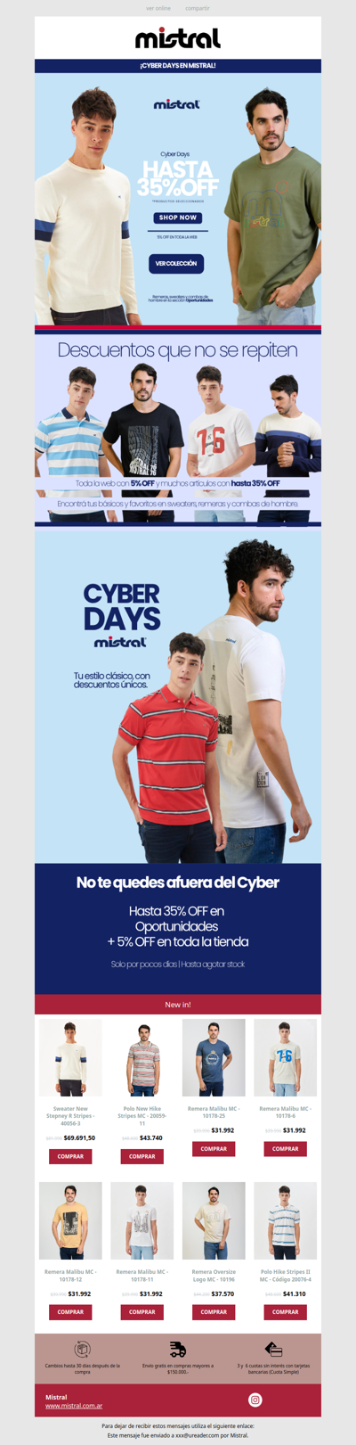🔥 Cyber Days en Mistral | Hasta 35% OFF + 5% en toda la web
